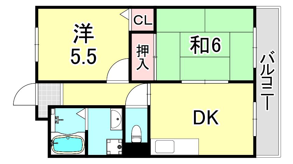 ハイム桜谷(1LDK/2階)の間取り写真