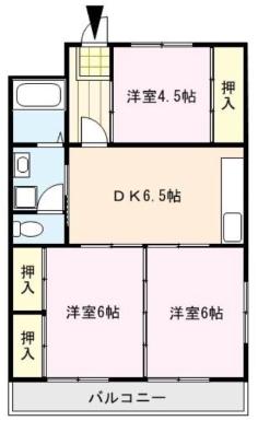 山本ビル(3DK/4階)の間取り写真
