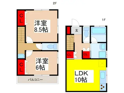 ラ・ナランハーダ(2LDK/2階)の間取り写真