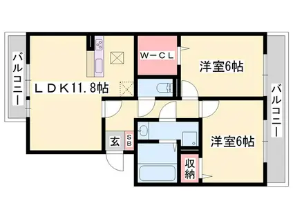 プリンシプルIII(2LDK/1階)の間取り写真