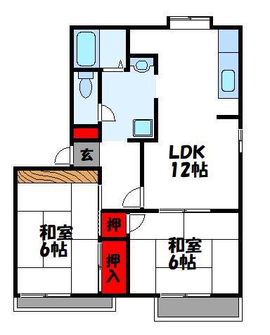 花鶴ハイム(2LDK/1階)の間取り写真
