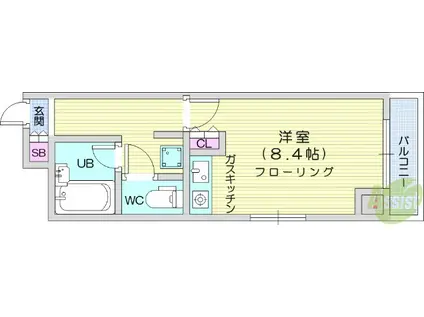 日宝プロシード榴岡(ワンルーム/4階)の間取り写真