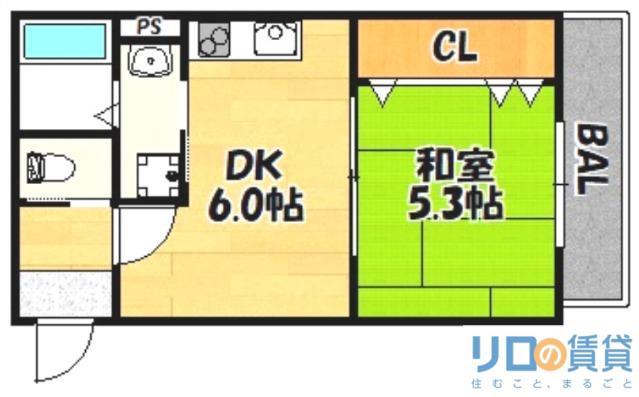 震雲マンション(1DK/3階)の間取り写真