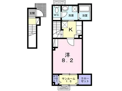 メルグランデ(1K/2階)の間取り写真