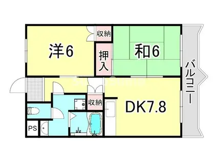 コンフォート南塚口PII(2DK/3階)の間取り写真