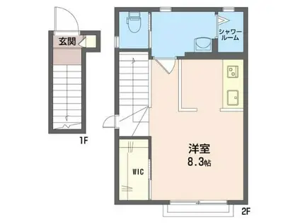 ビューステラ(ワンルーム/2階)の間取り写真