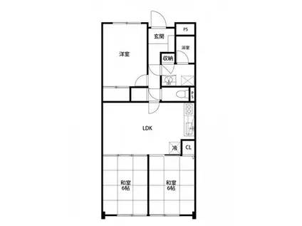 里水マンションB(3LDK/3階)の間取り写真