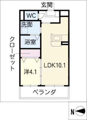 アンジュー(1LDK/1階)の間取り写真