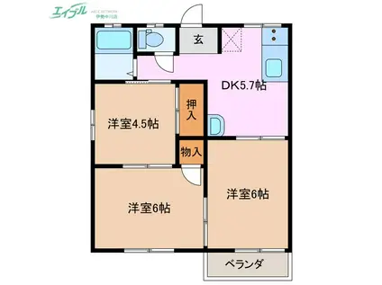 SUN持川(3DK/1階)の間取り写真