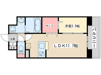 WORVE吹田江坂(1LDK/8階)の間取り写真