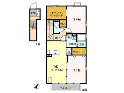 サンリット田町(2DK/2階)の間取り写真