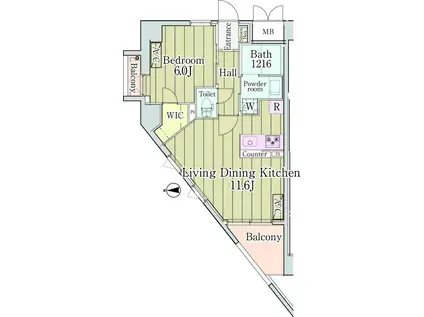 グランクリュ新宿御苑(1LDK/8階)の間取り写真