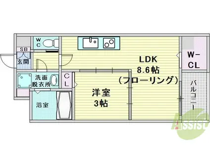 SEST新大阪(1LDK/8階)の間取り写真