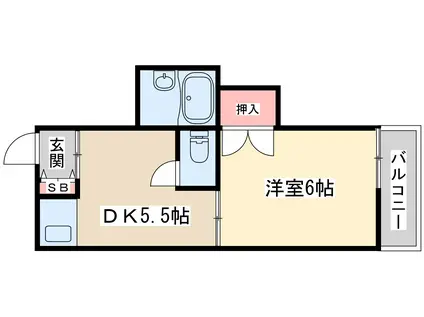 シオザキビルナンバー3(1DK/5階)の間取り写真