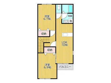 SLOWHAND参番館(2LDK/2階)の間取り写真