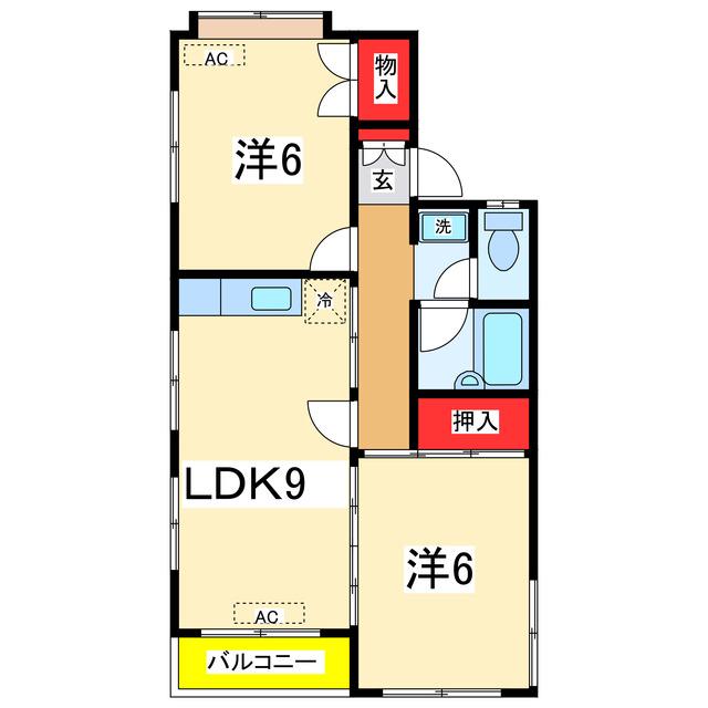 コーポミモザ(2LDK/1階)の間取り写真