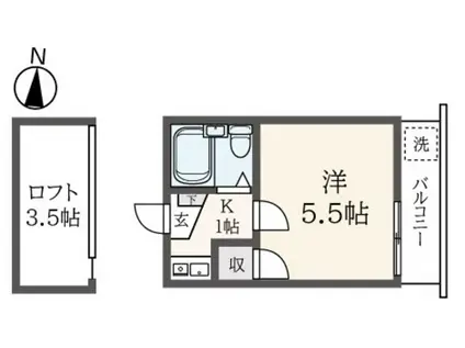 パストラーレ経堂(1K/2階)の間取り写真