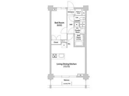 TELLUS八幡山(1LDK/1階)の間取り写真