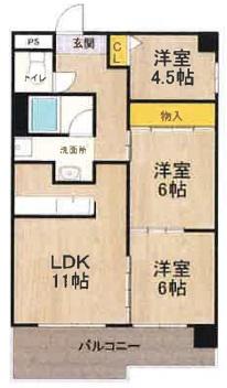 テンフォーティー(3LDK/4階)の間取り写真