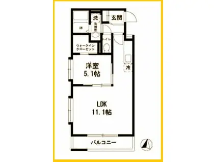 ソレアードビスタ三ツ沢(1LDK/2階)の間取り写真