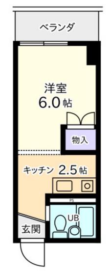 カーサ舟入(1K/2階)の間取り写真