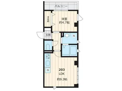 メゾンパルク(1LDK/2階)の間取り写真