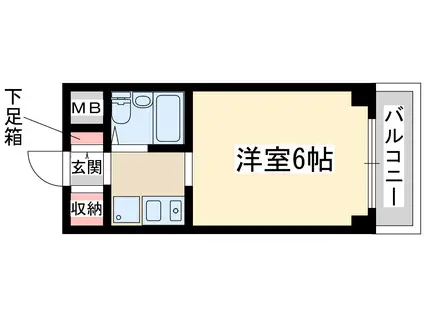 グリーンハイツⅡ(ワンルーム/6階)の間取り写真