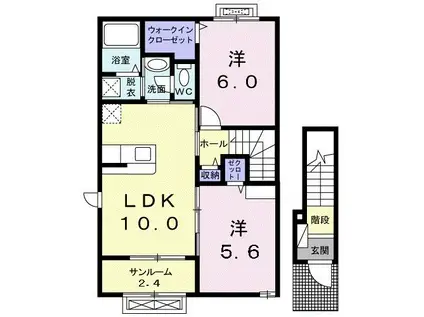 レジデンス町北II(2LDK/2階)の間取り写真