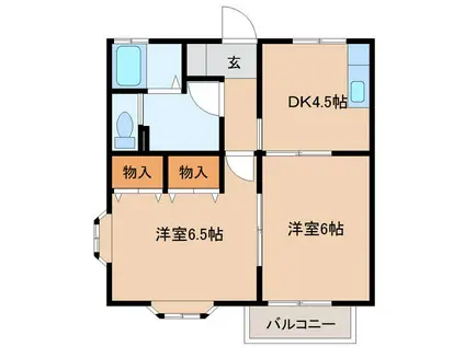 ニューパークIV B(2DK/2階)の間取り写真