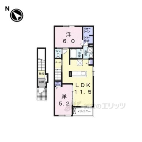 パラシオⅡ(2LDK/2階)の間取り写真