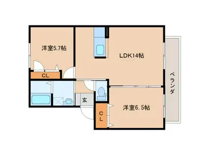 エトワールD(2LDK/2階)の間取り写真