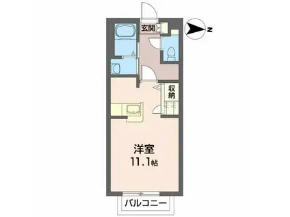 グリーンヒルズ旭ヶ丘(ワンルーム/2階)の間取り写真