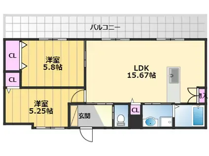 FELIZ馬瀬(2LDK/1階)の間取り写真