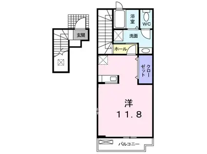 リバーサイド錦丘(ワンルーム/2階)の間取り写真