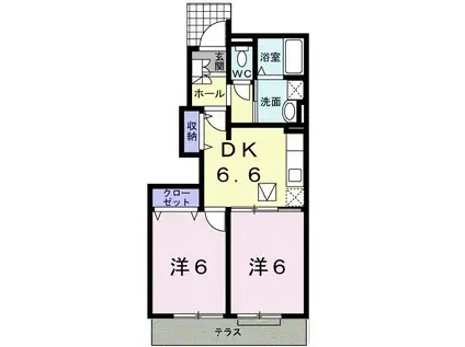 アレ・ハオスII(2DK/1階)の間取り写真