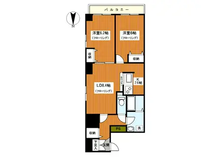 ウィスタ西横濱(2LDK/6階)の間取り写真