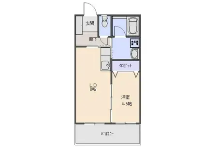 ひまわりマンション(1LDK/2階)の間取り写真