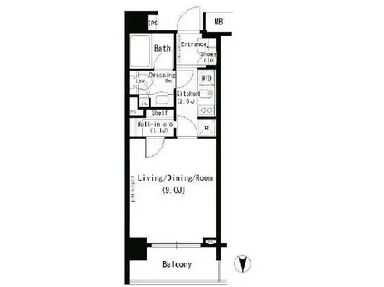 パークアクシス浜松町(1K/9階)の間取り写真