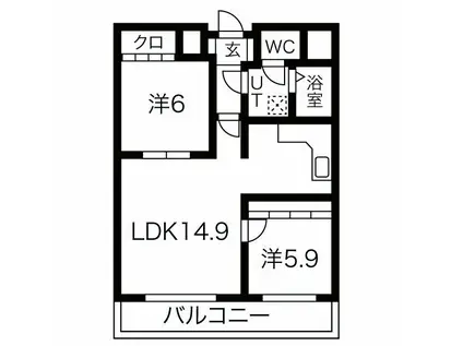 ティーズビレッジ元町(2LDK/5階)の間取り写真