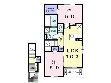パティオ(2LDK/2階)の間取り写真
