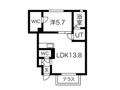 エム・スクエア(1LDK/1階)の間取り写真
