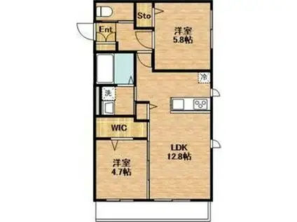 GUCCIフィールドII(2LDK/2階)の間取り写真