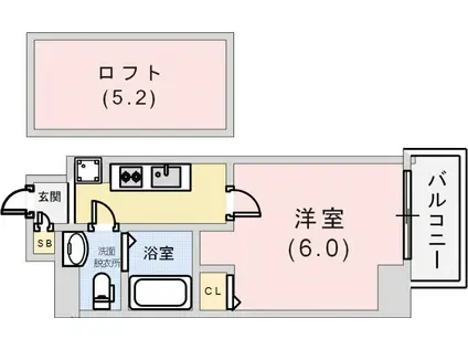エステムコート神戸県庁前IVグランディオ(1K/6階)の間取り写真