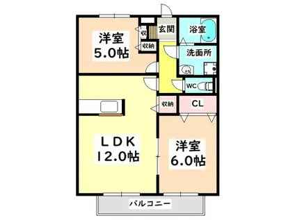 エーデルハイム碧海A(2LDK/2階)の間取り写真