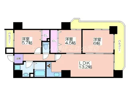 クリア・クレセント住之江(3LDK/9階)の間取り写真