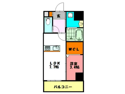 モレス・ヴィラ明石(1LDK/3階)の間取り写真