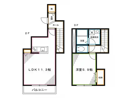マ・メール NATSU(1LDK/2階)の間取り写真