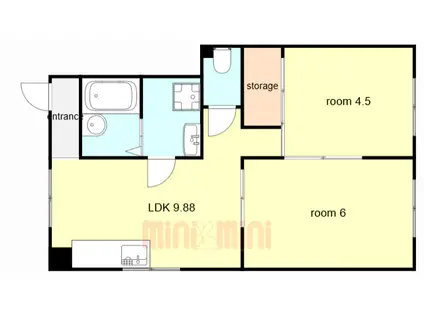 地下鉄西神・山手線 長田駅(神戸市営) 徒歩13分 2階建 築30年(2DK/1階)の間取り写真