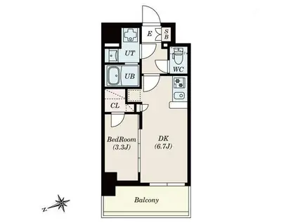 S‐RESIDENCE四日市安島ALOGGIO(1DK/4階)の間取り写真