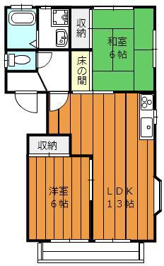 ロイヤルパレス I(2LDK/2階)の間取り写真